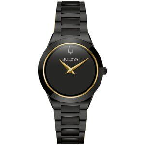 Bulova Womens Millennia Quartz Black Stainless Steel Bracelet Watch 32 MM 98L314